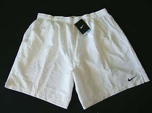 Nike Mens Sphere Woven 7 Pull on Tennis Running Pocket Shorts White 
