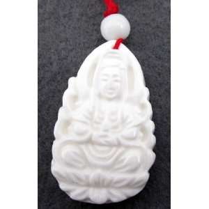  Tridacna Shell Buddhist Kwan Yin Pu Sa Amulet Pendant 