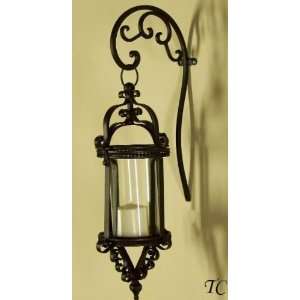   Wrought Iron Scroll Wall Candle Lantern Sconce