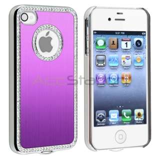 Purple Bling Luxury Aluminum Clip on Cover Case For iPhone 4 4G 4S 