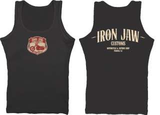 Iron Jaw Shield motorcycle biker Harley vintage custom mens vest top 