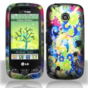  LG VN270 Cosmos Touch Rubberized Design Rainbow Flowers Case Cover 