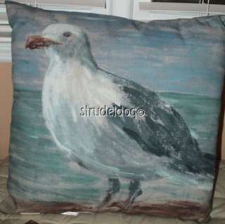 New Pottery Barn PAINTED COASTAL LIFE 20 SEAGULL Outdoor Pillow 