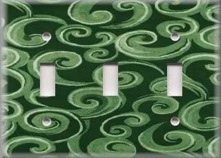 Light Switch Plate Cover   Wall Decor   Modern Forest Green Swirls 