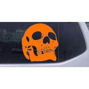 Skull Front View Skulls Car Window Wall Laptop Decal Sticker    Orange 