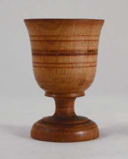 Antique Paint Decorated Wooden Treenware Egg Cup  