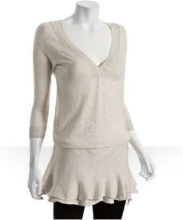 Free People smoked pearl Ruffle Me Up v neck sweater dress   