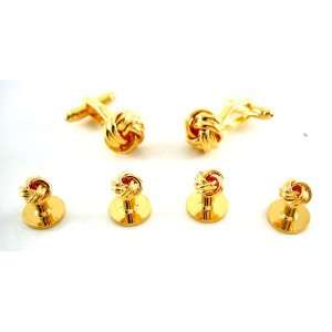  Gold Formal Love Knot Tuxedo Cufflinks and Stud Jewelry