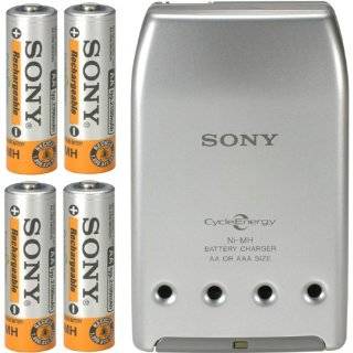 sony quick battery charger with 4 aa ni mh rechargeable batteries by 