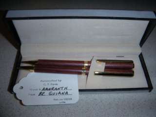 HANDCRAFTED C.T. DAVIS PEN & PENCIL SET AMARANTH WOOD  