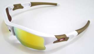   Sunglasses Flak Jacket XLJ Plsh White & Gold w/Fire Iridium Custom