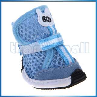 Pet Dog Puppy PU Leather Sport Velcro Shoes Boots Mesh  