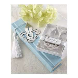  Davids Bridal Fleur de Lis Metal Bookmark with White Silk 