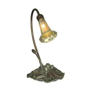 Dale Tiffany 1704/235 Lily Accent Lamp, Antique Bronze/Verde and Glass 