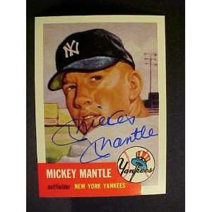 Mickey Mantle New York Yankees #82 1953 Topps Archives Signed Baseball 