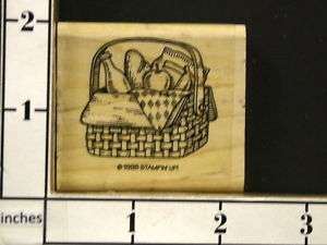 wicker picnic basket used rubber stamp 4E  