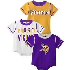  Reebok Minnesota Vikings Newborn Gold White Purple 3 Pack 