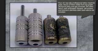 complete SKULL 2 Tattoo Gun Power Supply Machine Kit 10 Wrap Ink Set 