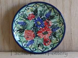 Polish Pottery CA Unikat 4106 Signature Mini Plate Coaster Stoneware 