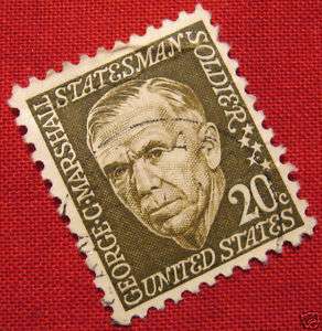 GEORGE C MARSHALL SOLDIER 20 CENT US POSTAGE STAMP  