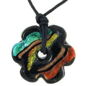 MULTI COLOR FLOWER MURANO GLASS ADJUSTABLE NECKLACE ```Special 20% off 