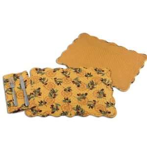   Napkins and Reversible Quilted Placemats, Olive Presse, Set of 4 Home