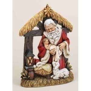   Studio Kneeling Santa with Baby Jesus Christmas Nativity Figure