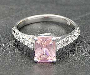   Princess Cut Pink & White Ice CZ Ring Promise Bling .925 Jewelry