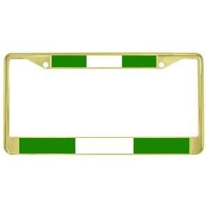 Nigeria Nigerian Flag Gold Tone Metal License Plate Frame Holder 2