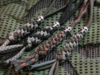 PARACORD KNIFE/ GEAR LANYARDS   WITH SILVER SKULLS  