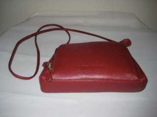 STONE MOUNTAIN Red Pebbled Leather Cross Body Organizer Bag  