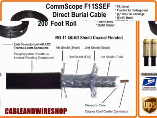 CommScope 200 Foot RG 11 Coaxial Cable Roll Connectorized Ends