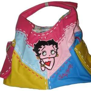  Designer Betty Boop Black Patchwork Purse With Embroidery 