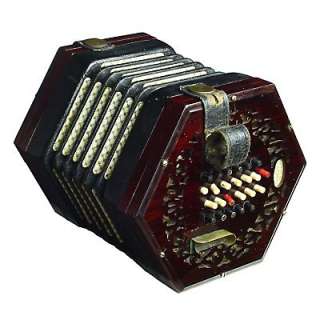   antique Lachenal & Co. rosewood English 48 key 5 bellow concertina
