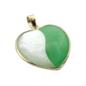   Jade and Mother Of Pearl Balanced Heart Pendant, 14k Gold Jewelry