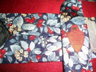 Hunting World Silk Tie Leaves and Berries EUC  