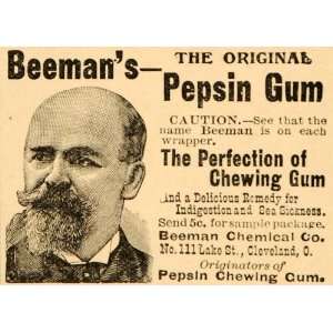  1896 Ad Beemans Pepsin Chewing Gum Remedy Digestion 
