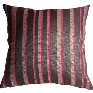     Glitter Stripes 20x20 Pink and Gray Throw Pillow