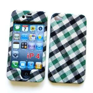   Hard Case Texturized Green Plaid Design Cell Phones & Accessories