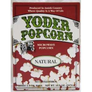 Microwave Natural Popcorn (Yoders)   Three 3.5 oz Bags  