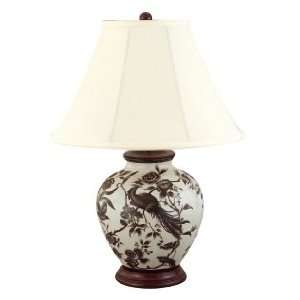   Accent Peacock Porcelain Ginger Jar Table Lamp