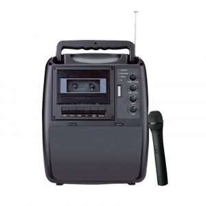   Rechargeable Portable PA System w/Wireless Mic & Cassette Player