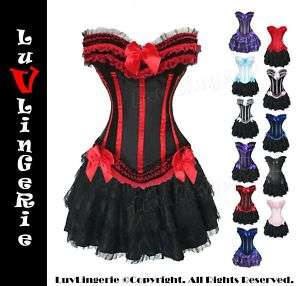 Gothic Moulin Rouge Burlesque Corset & Lace Skirt Set  