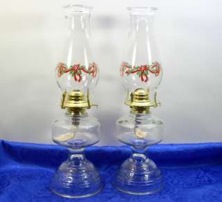   Collins Glass Oil/Kerosene Lamp Plume Small w/Pine Christmas Chimney 2
