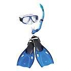 SPEEDO Adult Adventure Mask Snorkel Fin Set with Case, Blue, S/M , NWT 