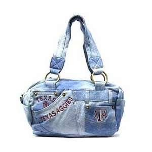    Texas A&M Aggies Denim Zipper Top Handbag 7x9x4