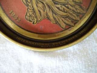   IROQUOIS INDIAN Head BEER & ALE Metal TRAY Buffalo N.Y. Brewery  