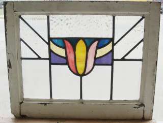 Antique Stained Glass Window Fancy Slag Glass Tulip *  
