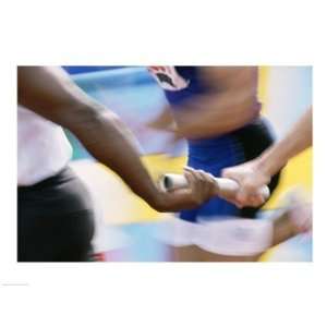   baton at a relay race Poster (24.00 x 18.00)