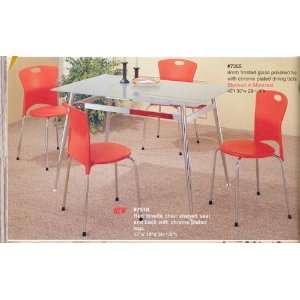 Retro 50s Modern Red Dining Chairs in Black Seating and 